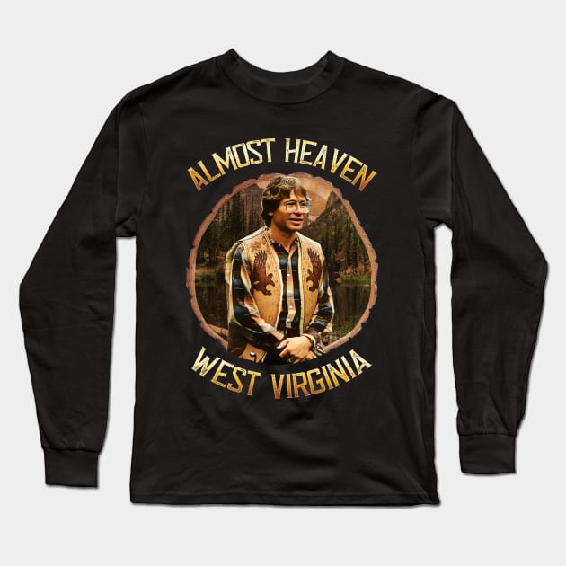 John Denver Almost Heaven Design Long Sleeve T-Shirt by HellwoodOutfitters